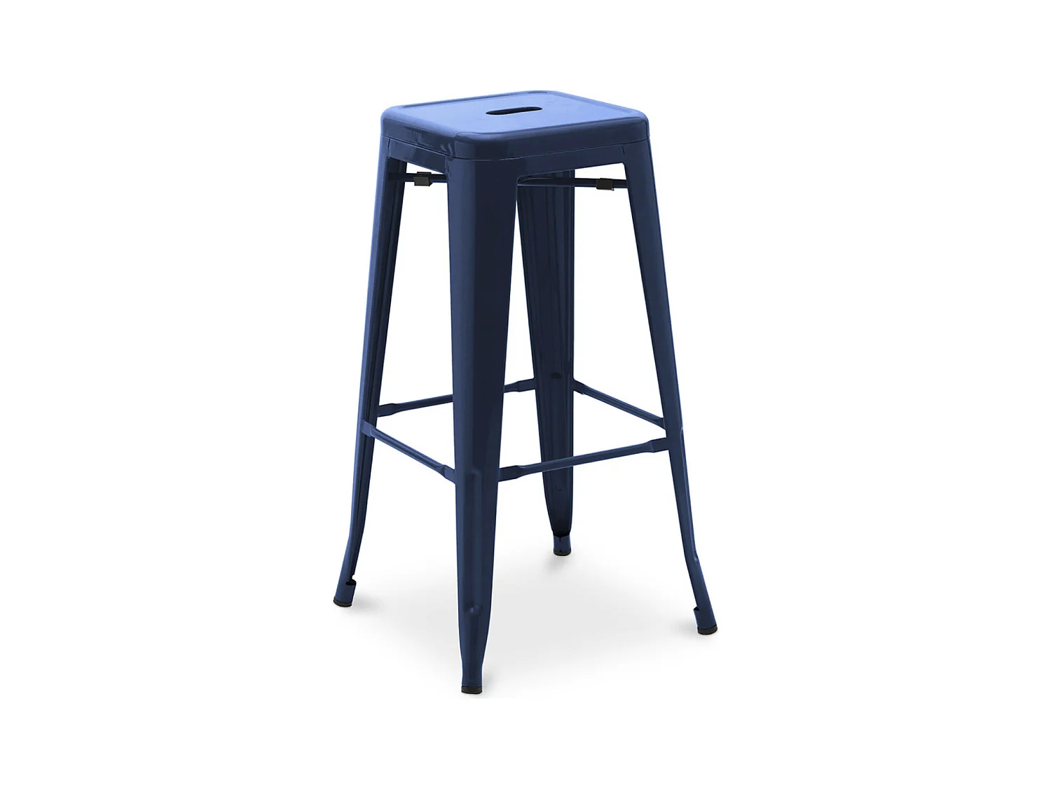Tabouret haut industriel acier brillant renforcé Kalax 76cm --Couleur Bleu foncé