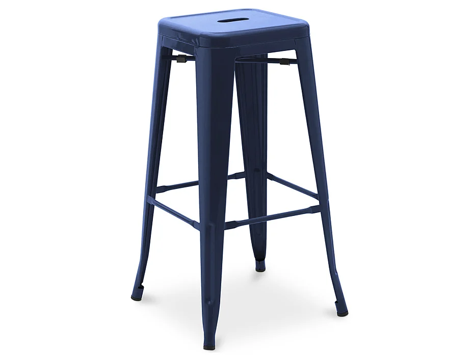 Tabouret haut industriel acier brillant renforcé Kalax 76cm --Couleur Bleu foncé
