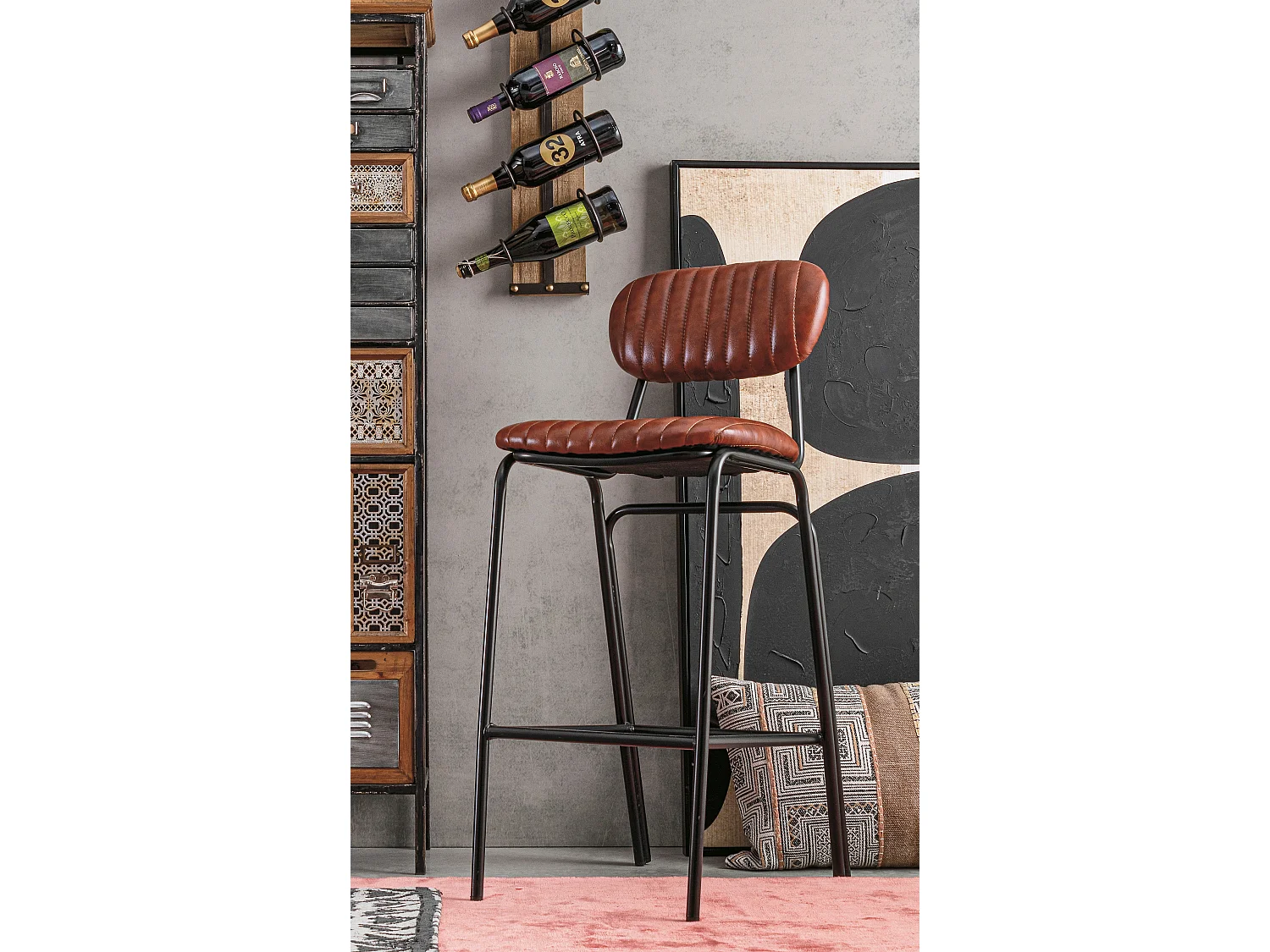Tabouret de bar acier orange Debbie hauteur d'assise 74cm