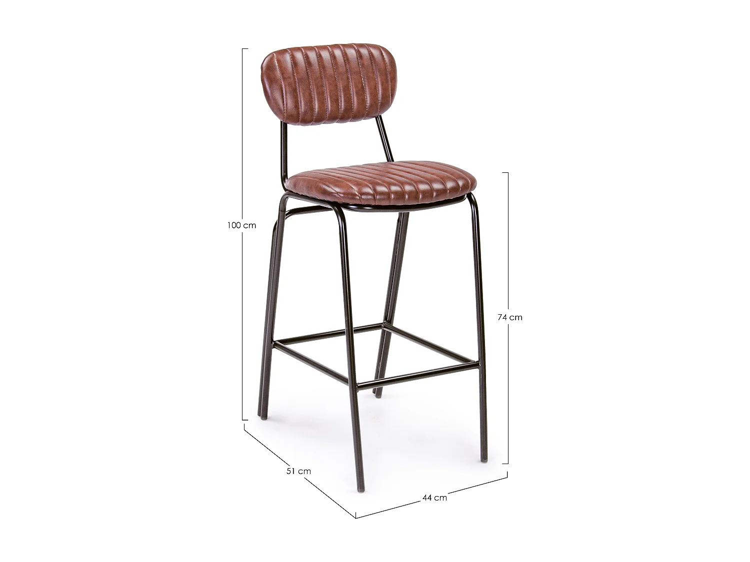 Tabouret de bar acier orange Debbie hauteur d'assise 74cm