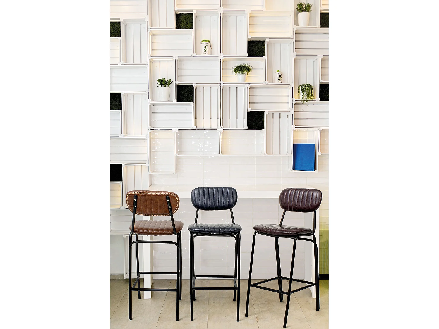 Tabouret de bar acier orange Debbie hauteur d'assise 74cm