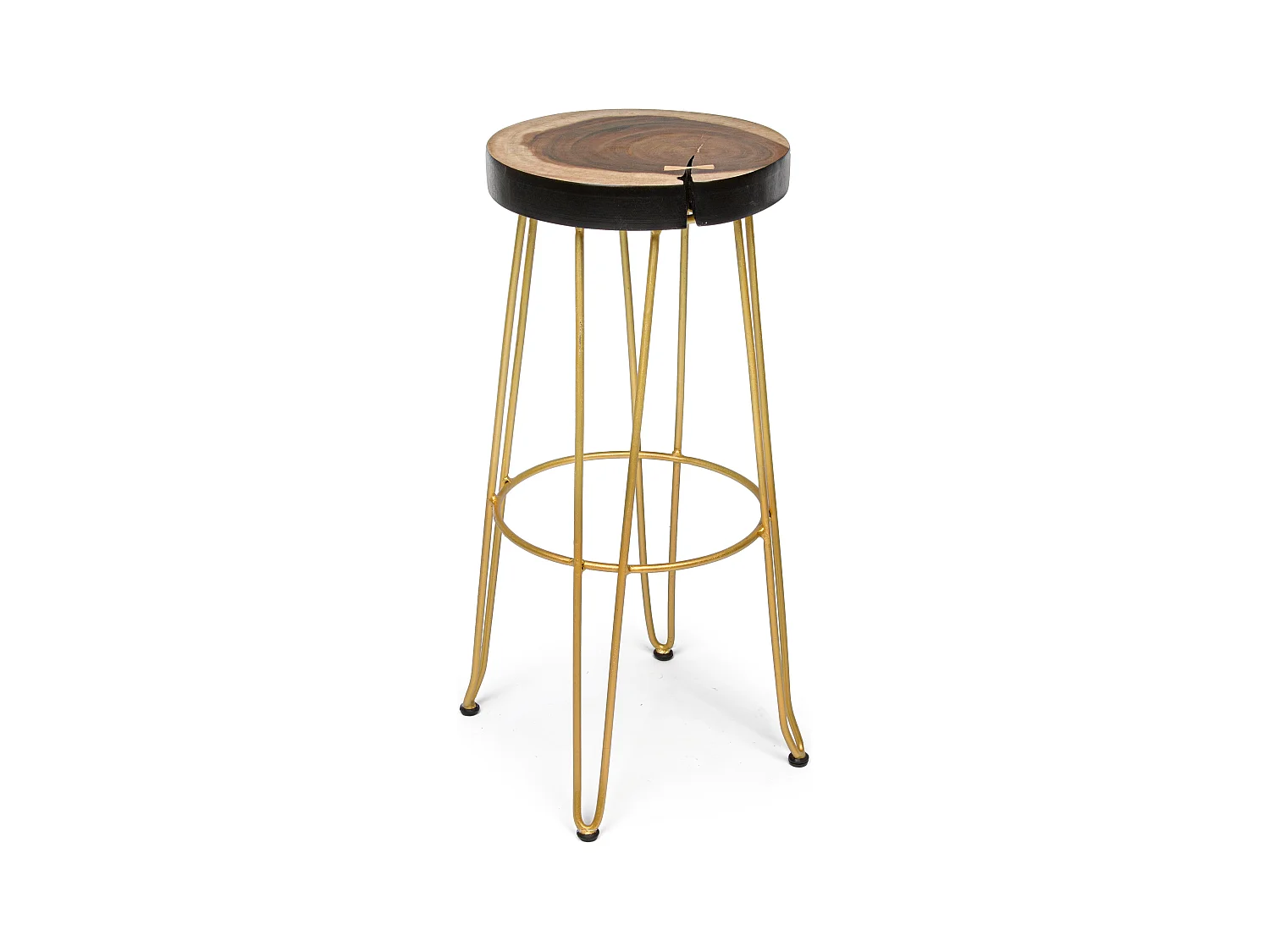 Tabouret de bar en bois mungur et pieds en acier Mel - Lot de 2