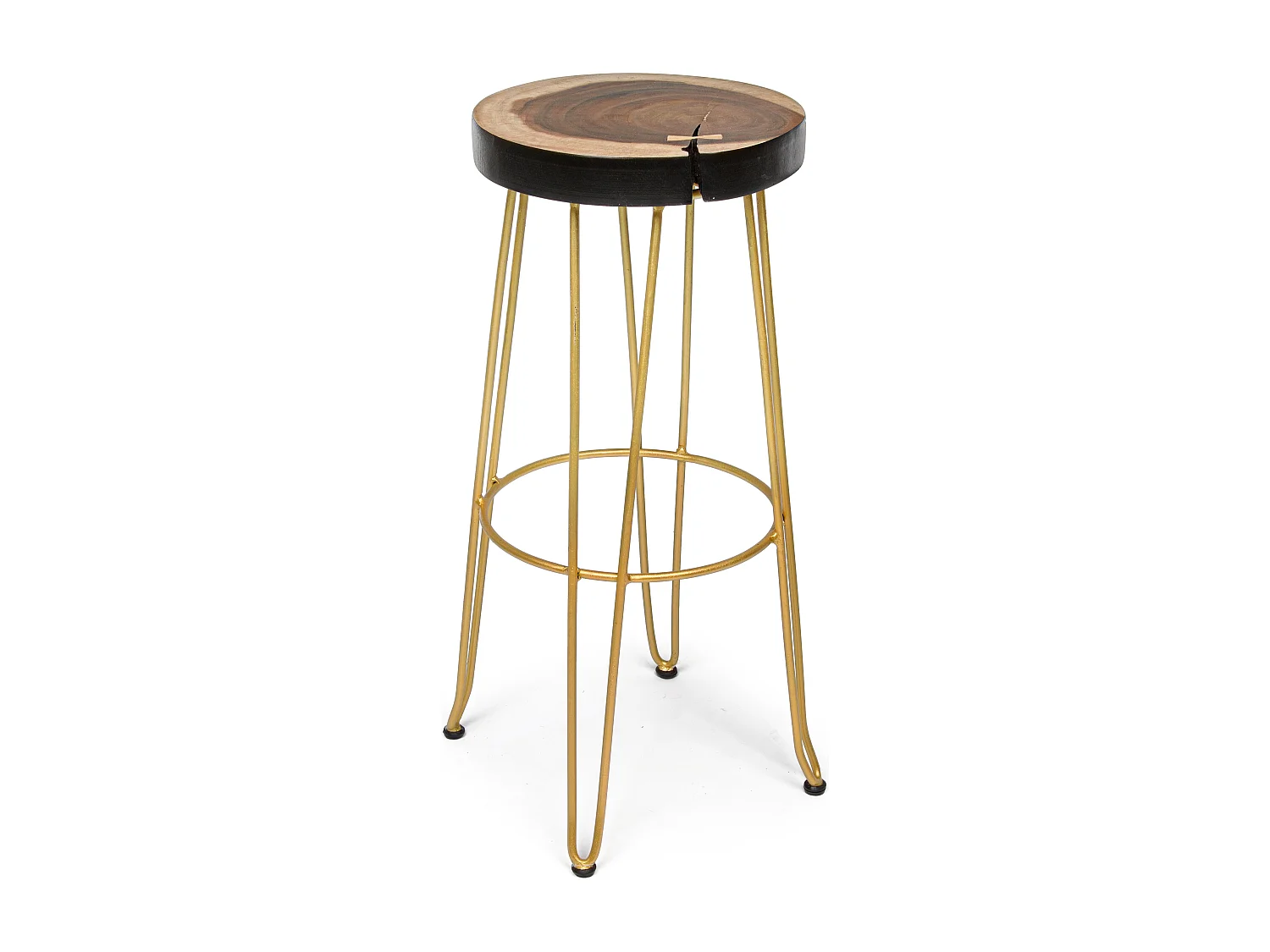 Tabouret de bar en bois mungur et pieds en acier Mel - Lot de 2
