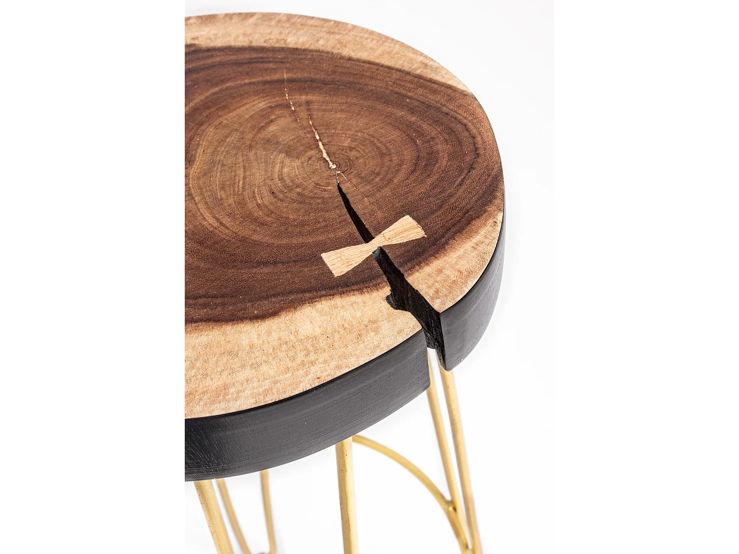 Tabouret de bar en bois mungur et pieds en acier Mel - Lot de 2