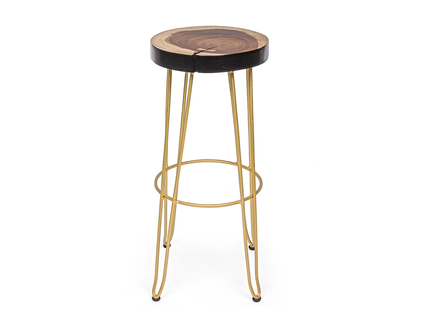 Tabouret de bar en bois mungur et pieds en acier Mel - Lot de 2