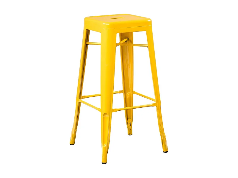 Tabouret haut 76cm Kontoir en acier brillant - Design industriel et élégant-Couleur Jaune
