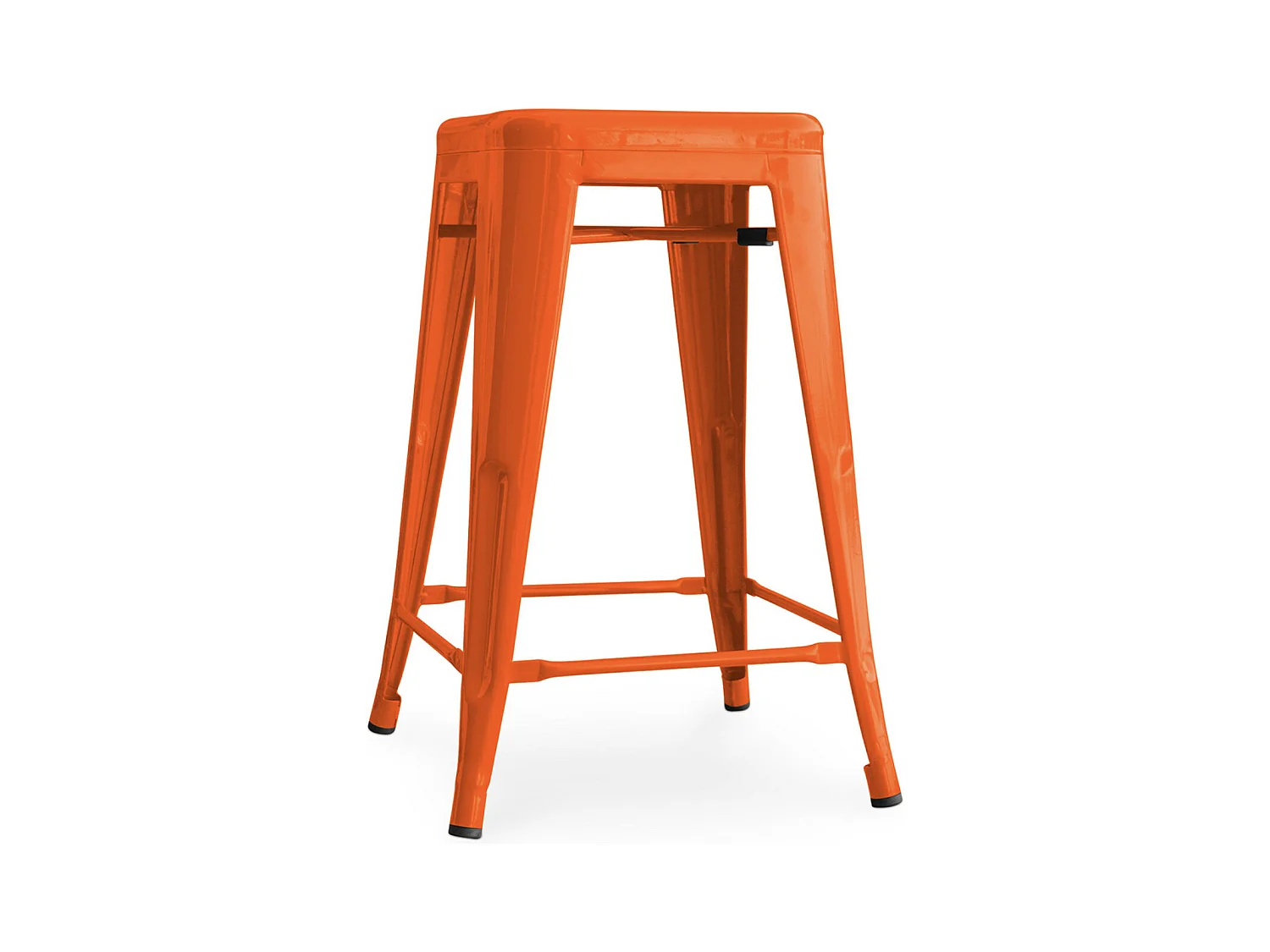 Kalax versterkte glanzend stalen industriële kruk 60 cm - High-end-Kleur Oranje
