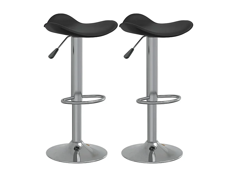 Tabourets de bar 2 pcs Noir Acier chromé et cuir artificiel