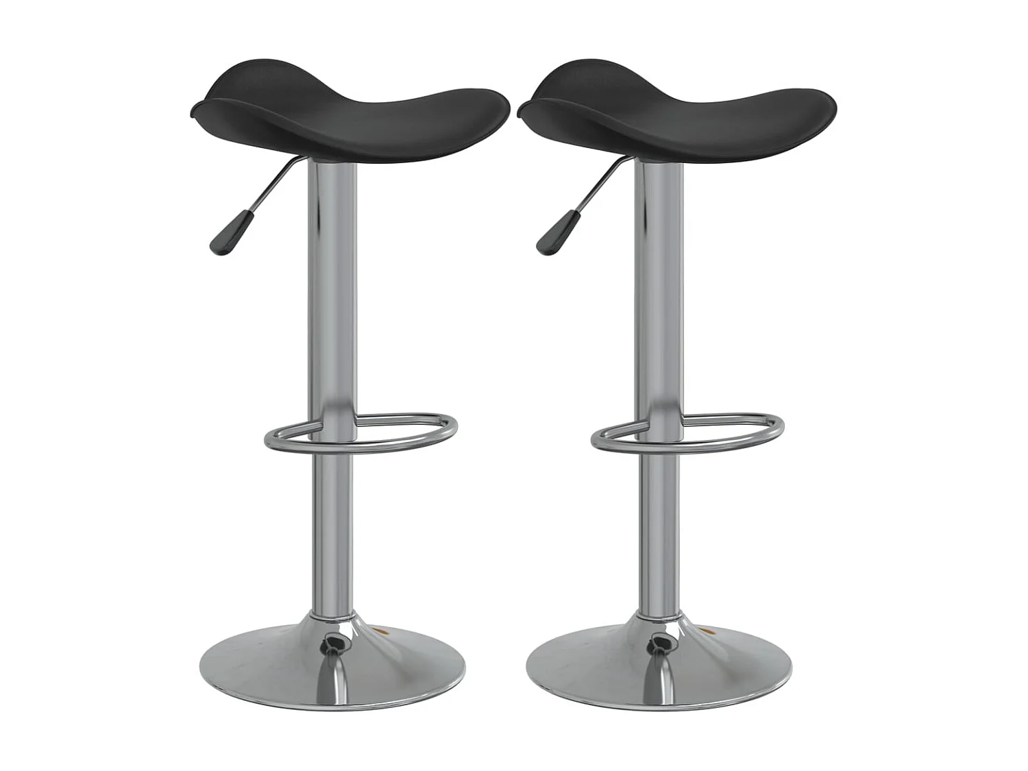 Tabourets de bar 2 pcs Noir Acier chromé et cuir artificiel