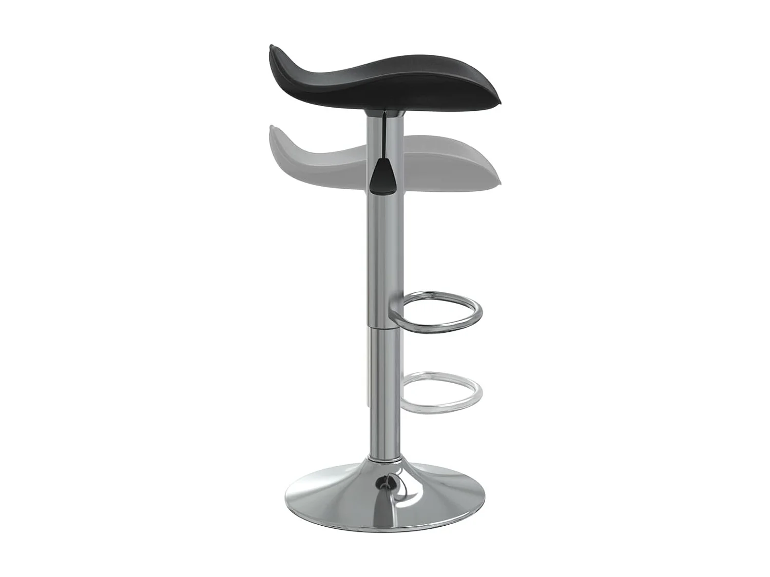 Tabourets de bar 2 pcs Noir Acier chromé et cuir artificiel