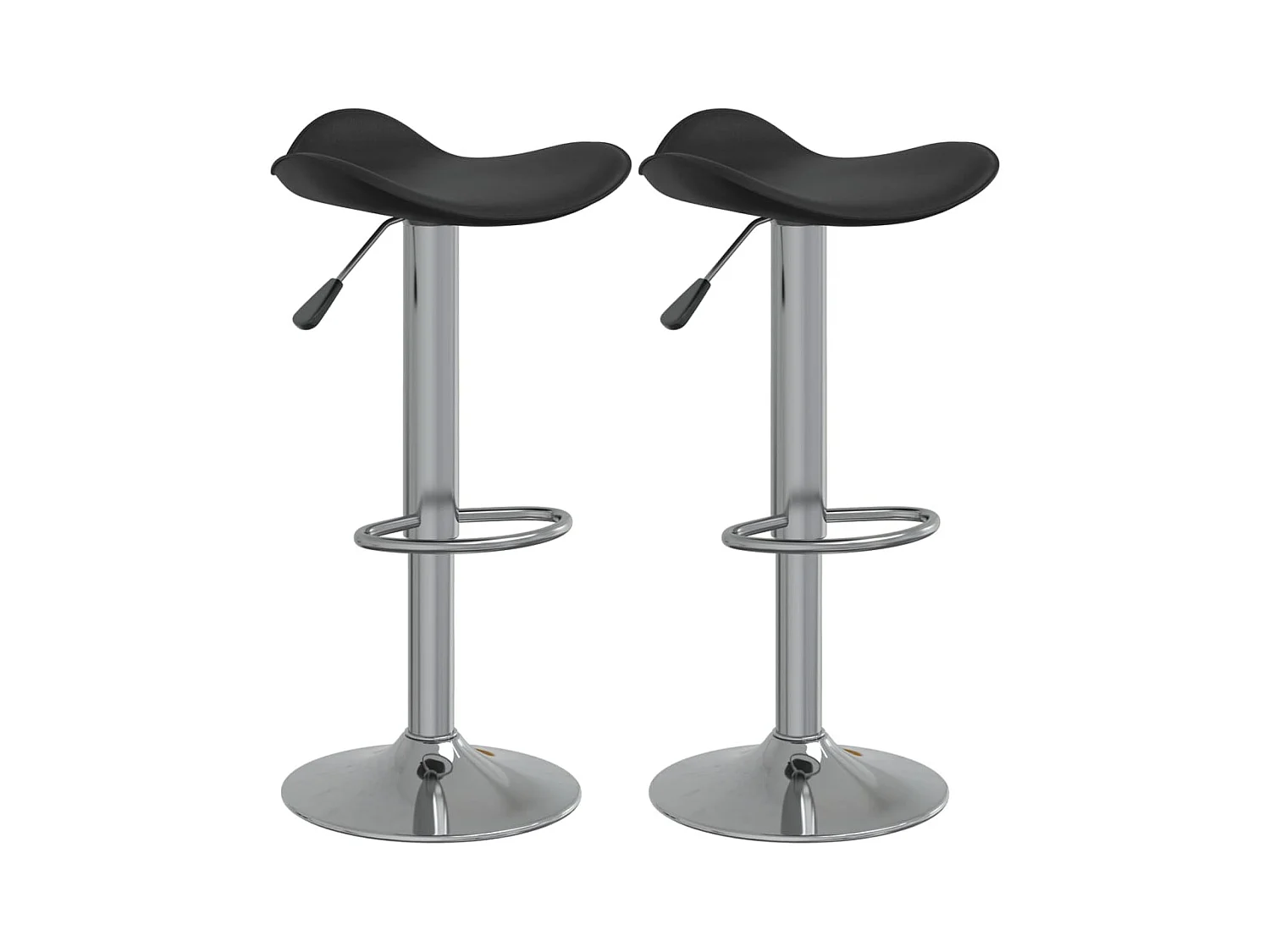 Tabourets de bar 2 pcs Noir Acier chromé et cuir artificiel