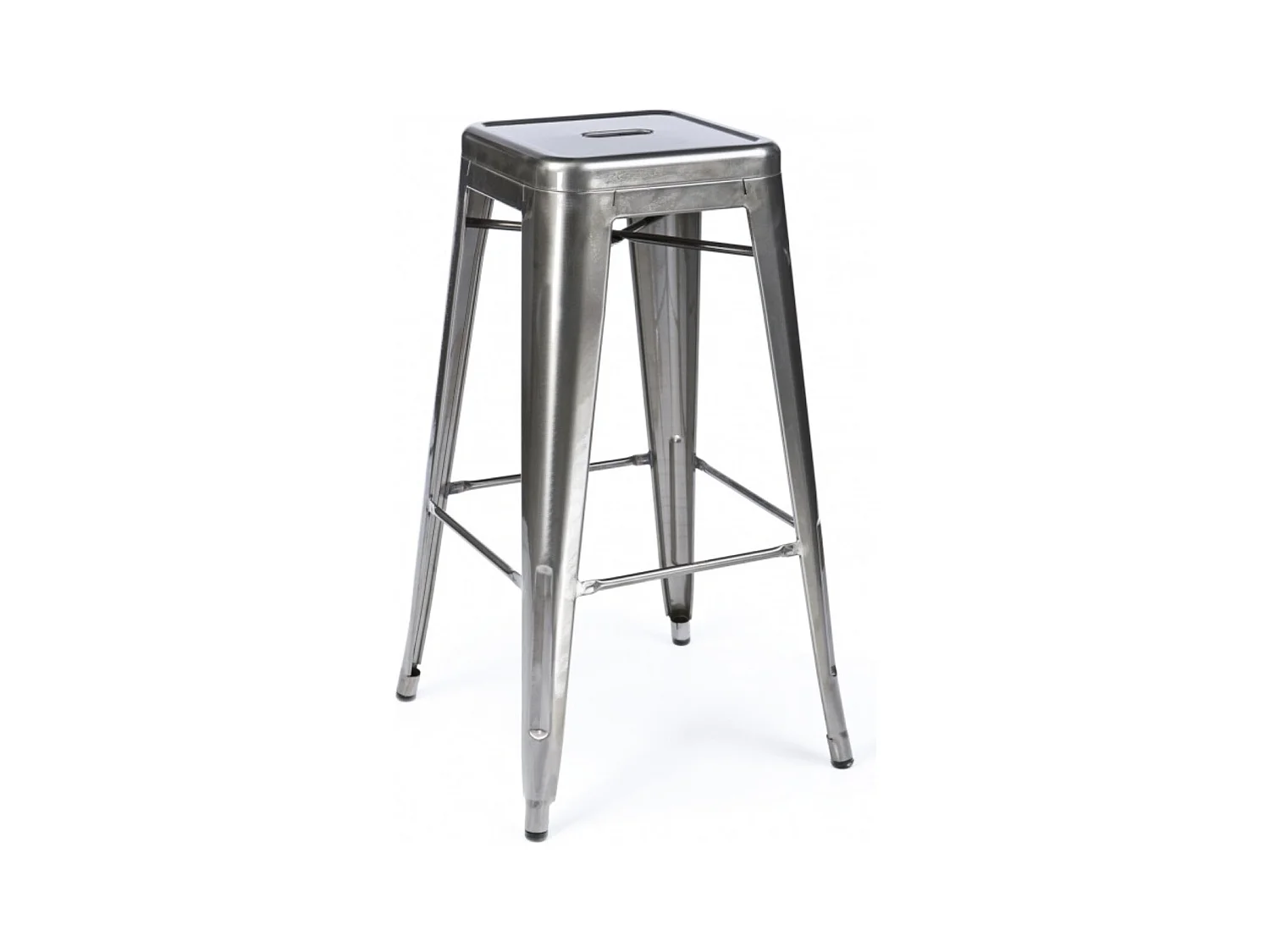 Tabouret haut acier vintage renforcé Kalax 76cm --Couleur Acier argenté