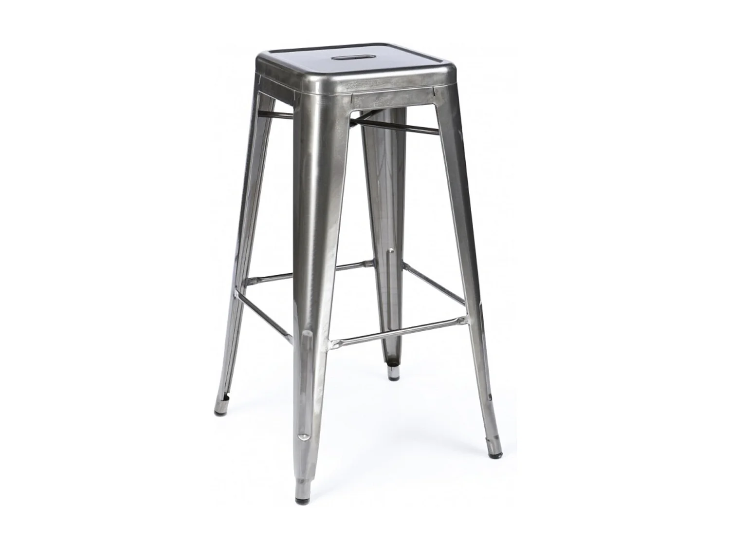 Tabouret haut acier vintage renforcé Kalax 76cm --Couleur Acier argenté