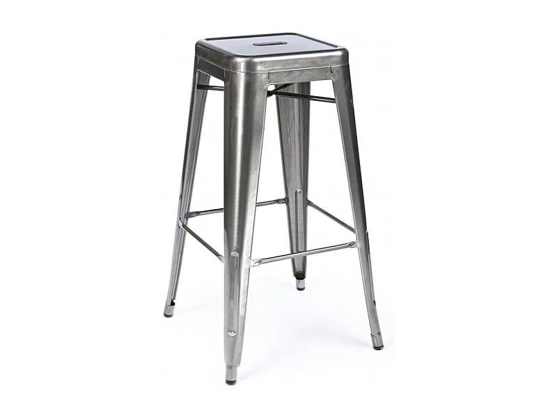 Tabouret haut acier vintage renforcé Kalax 76cm --Couleur Acier argenté