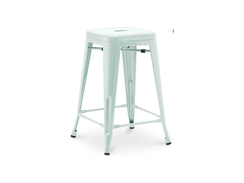 Tabouret industriel acier brillant renforcé Kalax 60cm --Couleur Bleu ciel