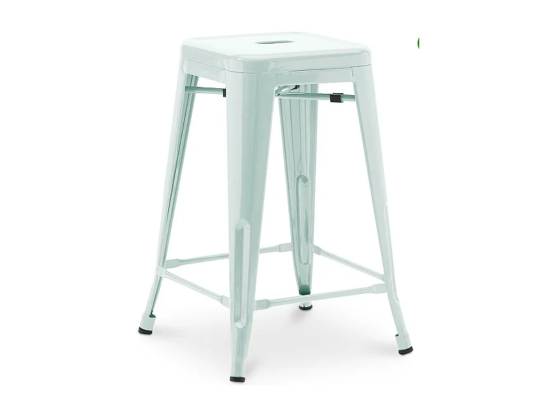 Kalax versterkte glanzend stalen industriële kruk 60 cm - High-end-Kleur Hemelsblauw