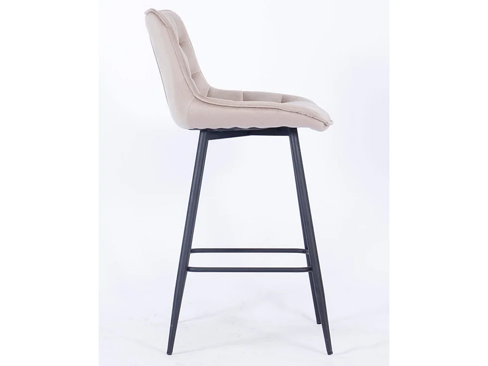 Trona acolchada de terciopelo beige Louva y patas de acero negro - Juego de 2