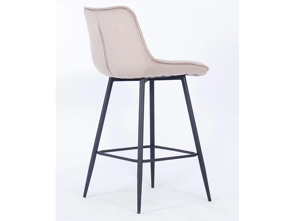 Trona acolchada de terciopelo beige Louva y patas de acero negro - Juego de 2