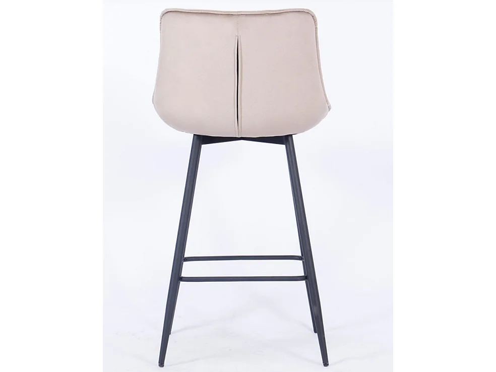 Trona acolchada de terciopelo beige Louva y patas de acero negro - Juego de 2