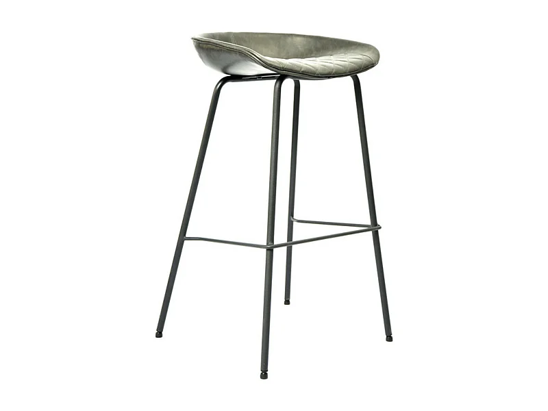 Tabouret design simili cuir gris clair Kalyne - Lot de 2