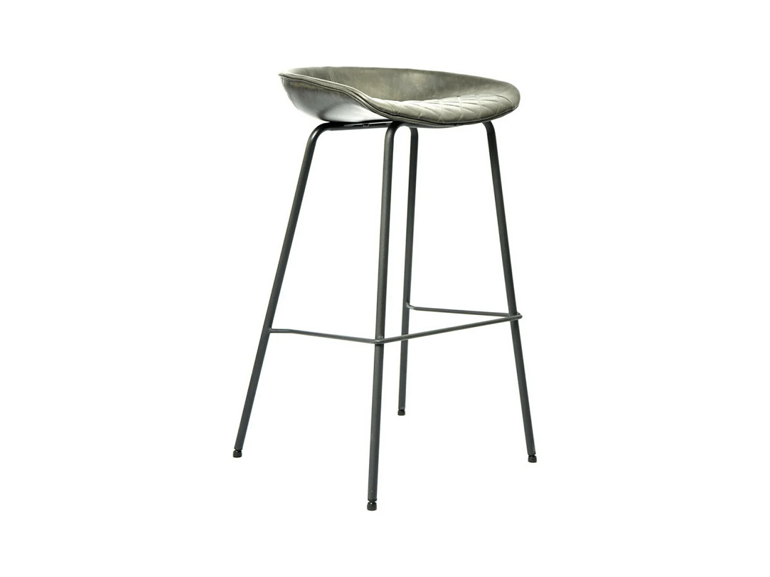 Tabouret design simili cuir gris clair Kalyne - Lot de 2