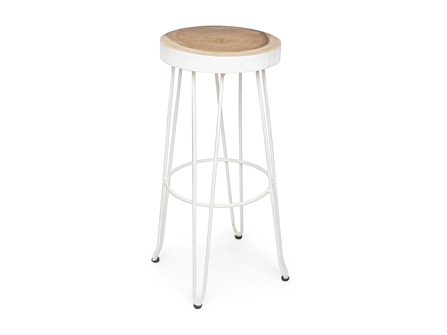 Tabouret de bar bois mungur et acier blanc Mel - Lot de 2