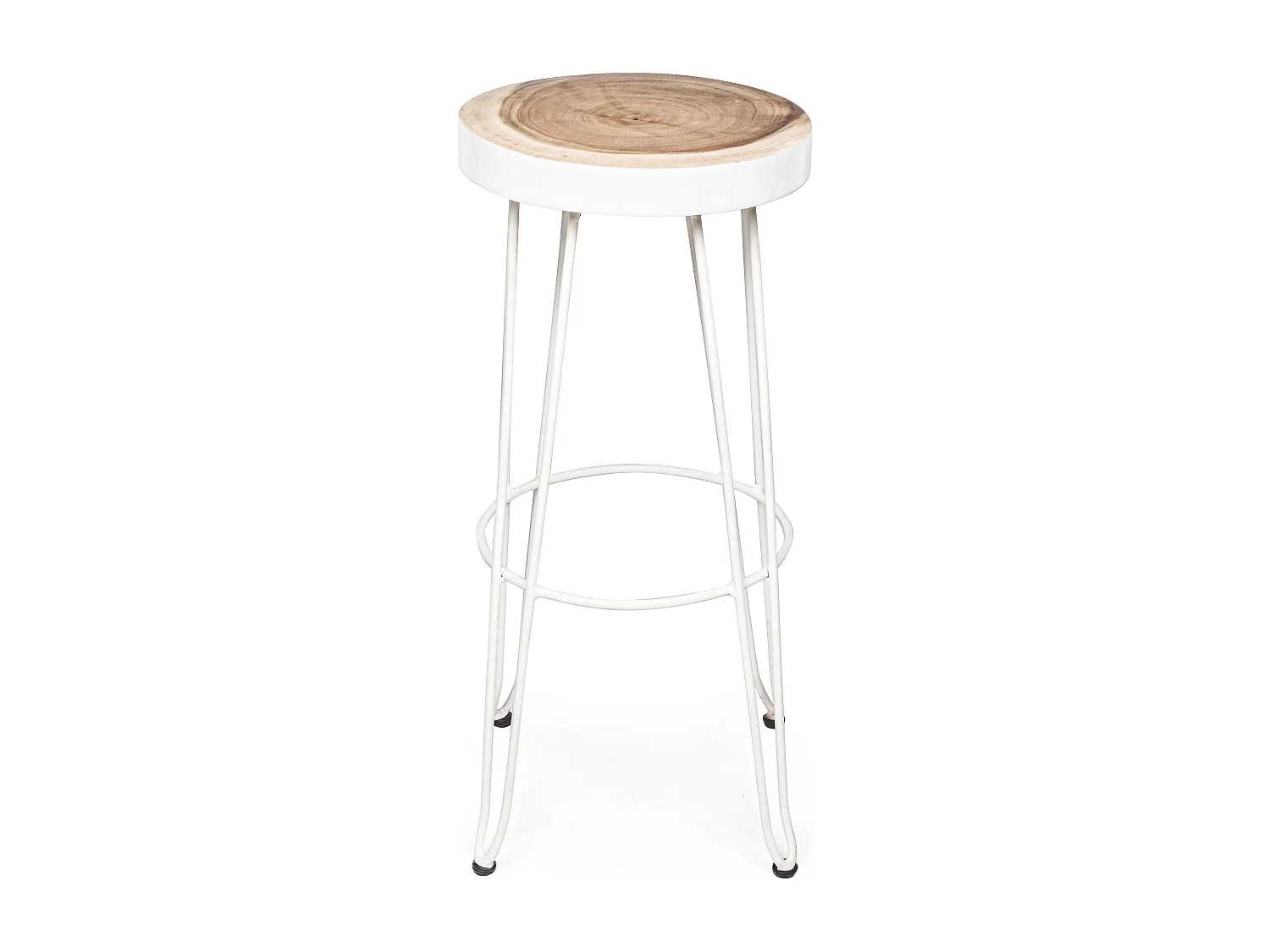 Tabouret de bar bois mungur et acier blanc Mel - Lot de 2