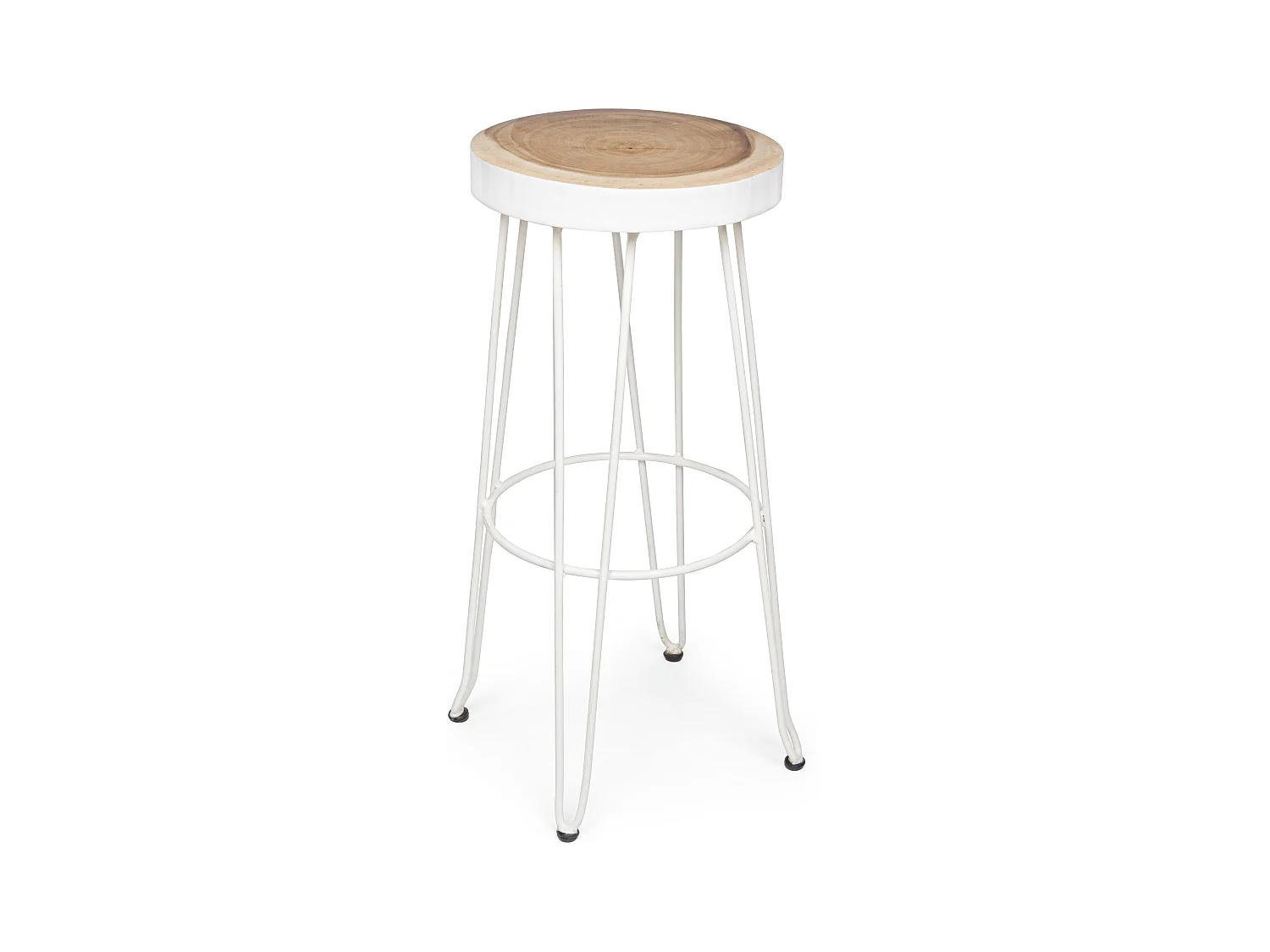 Tabouret de bar bois mungur et acier blanc Mel - Lot de 2