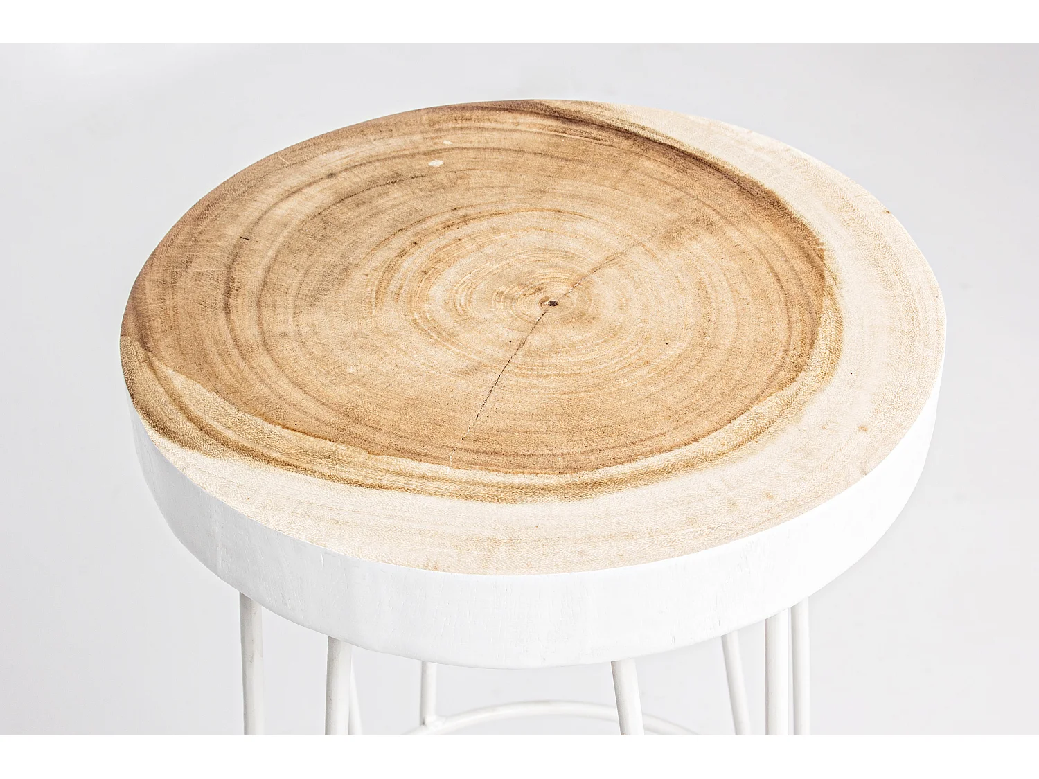 Tabouret de bar bois mungur et acier blanc Mel - Lot de 2