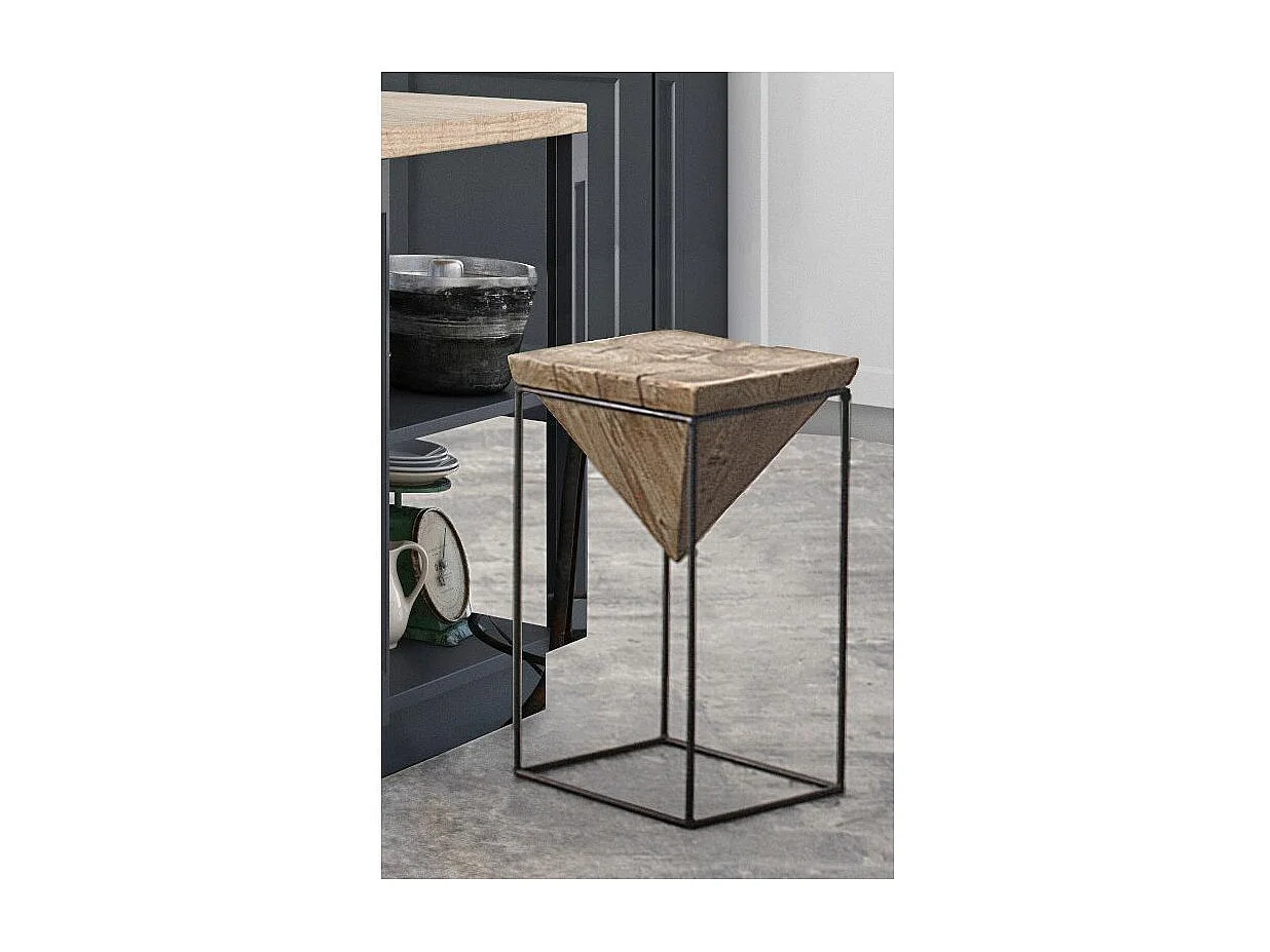 Tabouret haut triangle en acier noir Pimy - Lot de 2