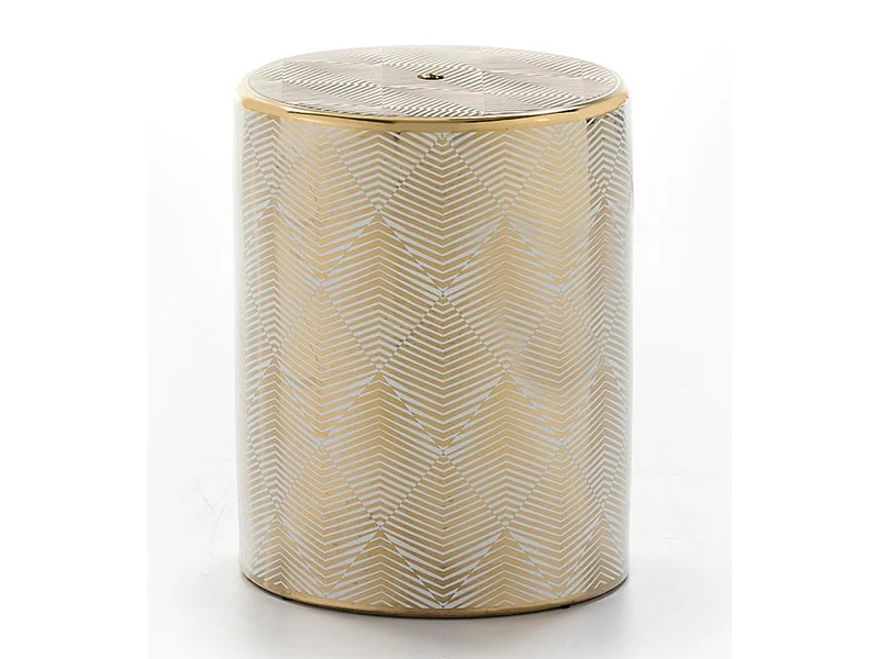 Tabouret bas oriental doré et blanc