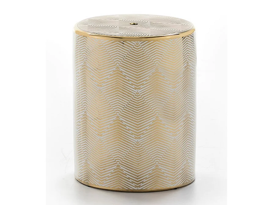 Tabouret bas oriental doré et blanc