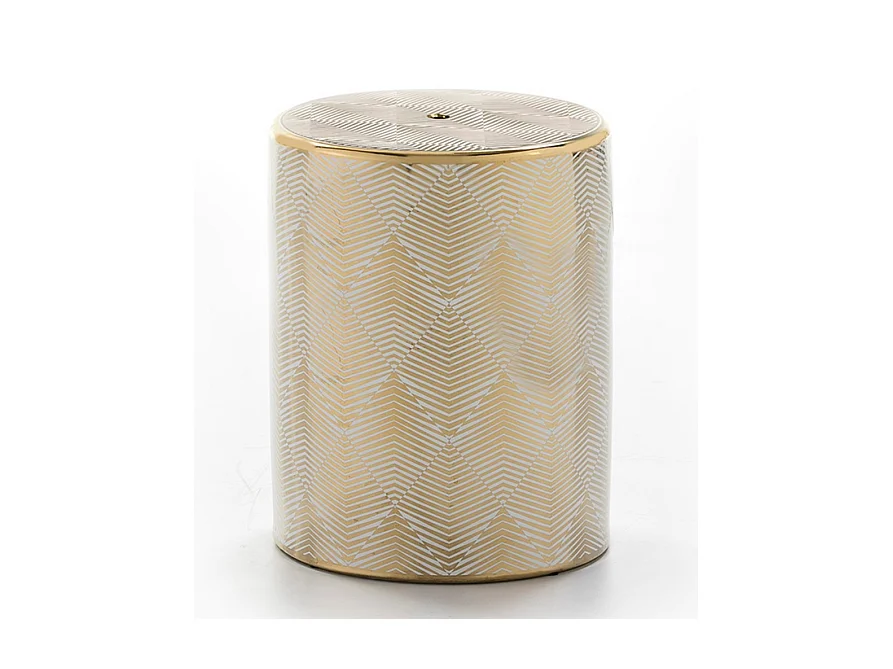 Tabouret bas oriental doré et blanc