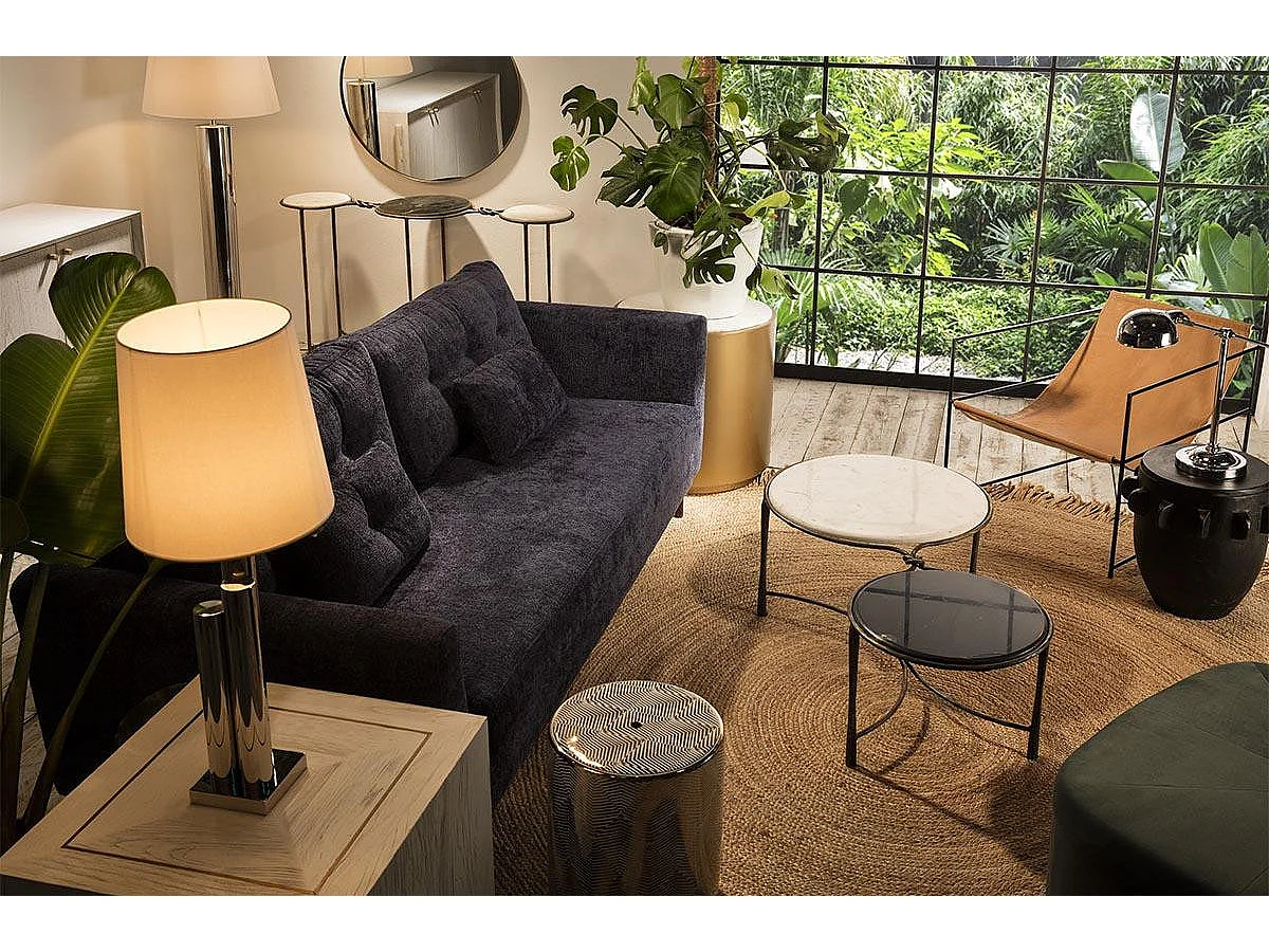 Tabouret bas oriental doré et blanc