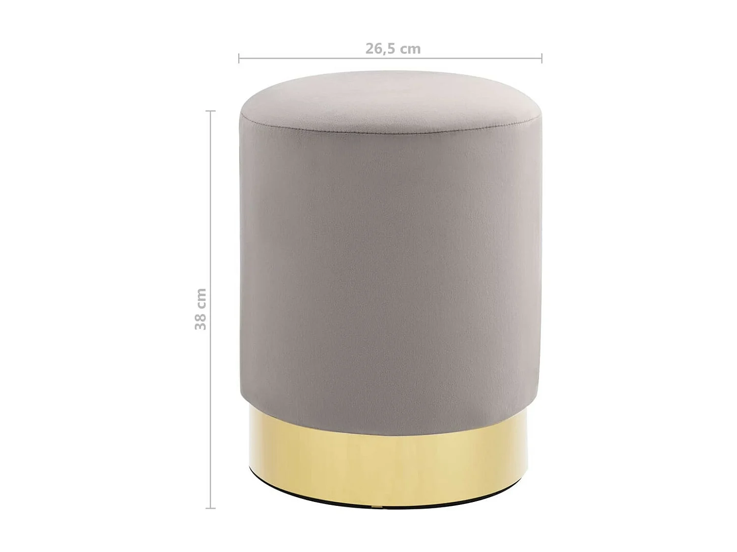 Tabouret bas design velours gris clair et metal doré Sinza