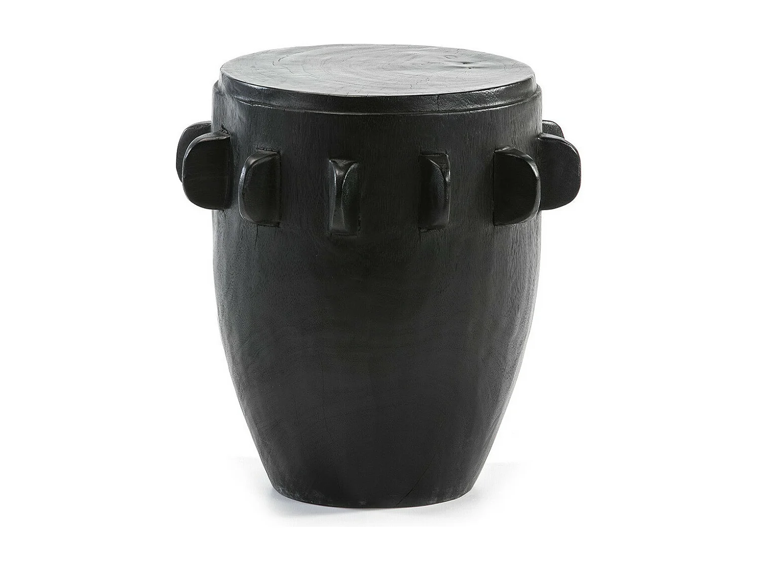 Tabouret rond bois suar massif noir