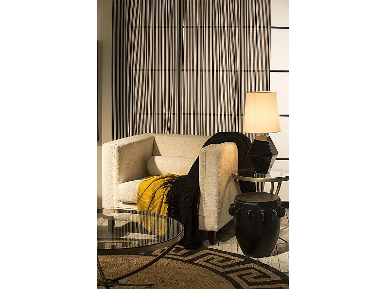 Tabouret rond bois suar massif noir