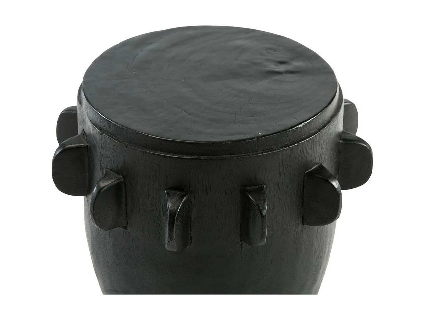 Tabouret rond bois suar massif noir