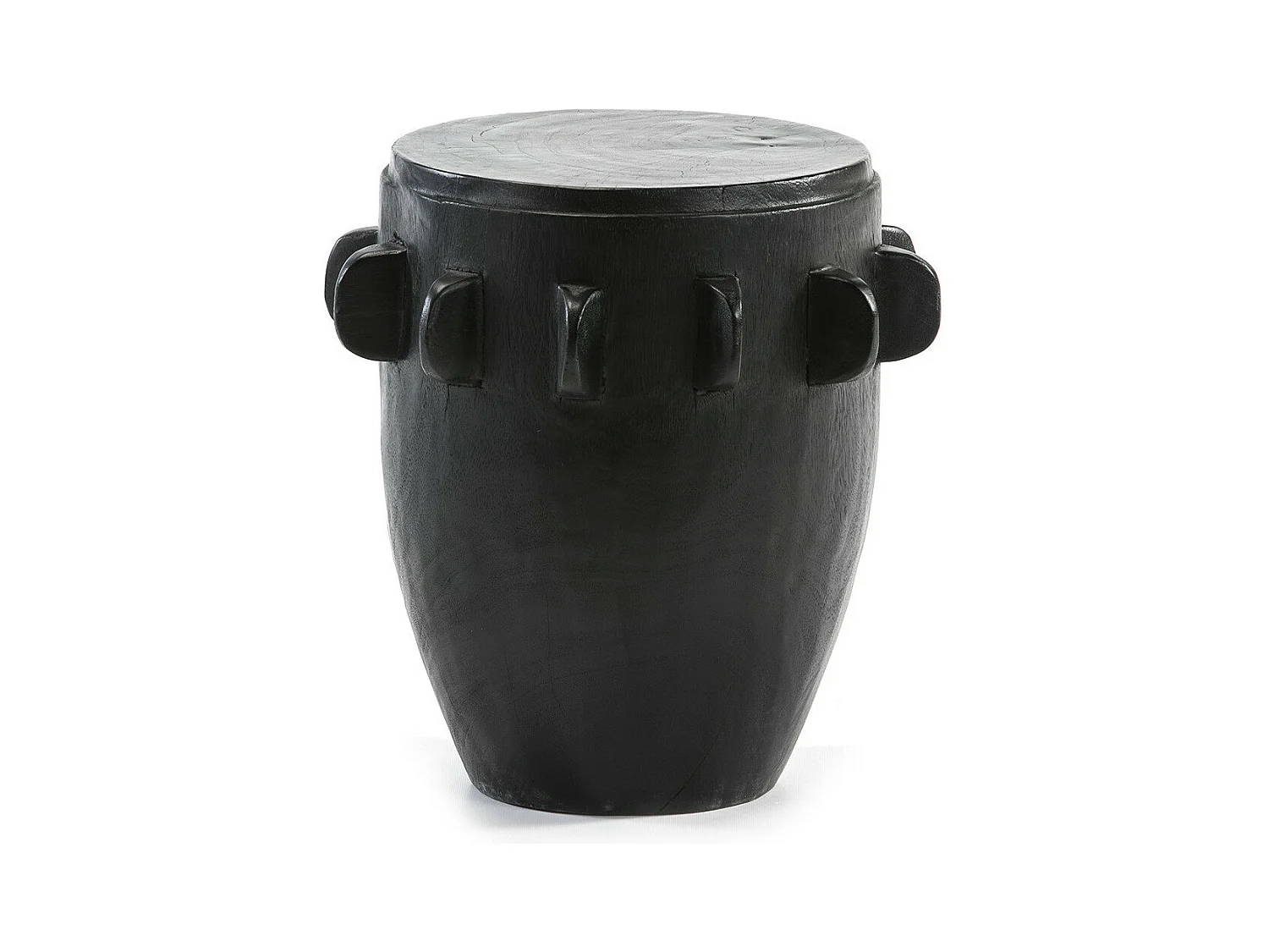 Tabouret rond bois suar massif noir