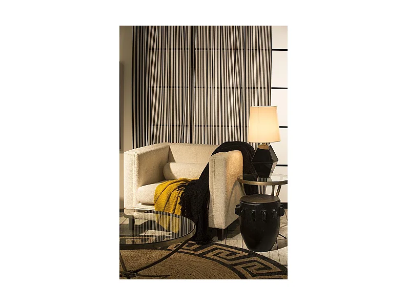 Tabouret rond bois suar massif noir