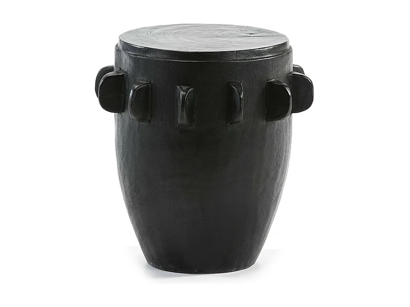 Tabouret rond bois suar massif noir