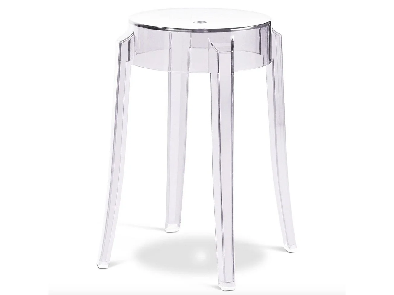 Taburete de diseño LOUIVA en policarbonato transparente - Altura asiento 47, 65 o 75 cm-Transparente-Altura 47 cm