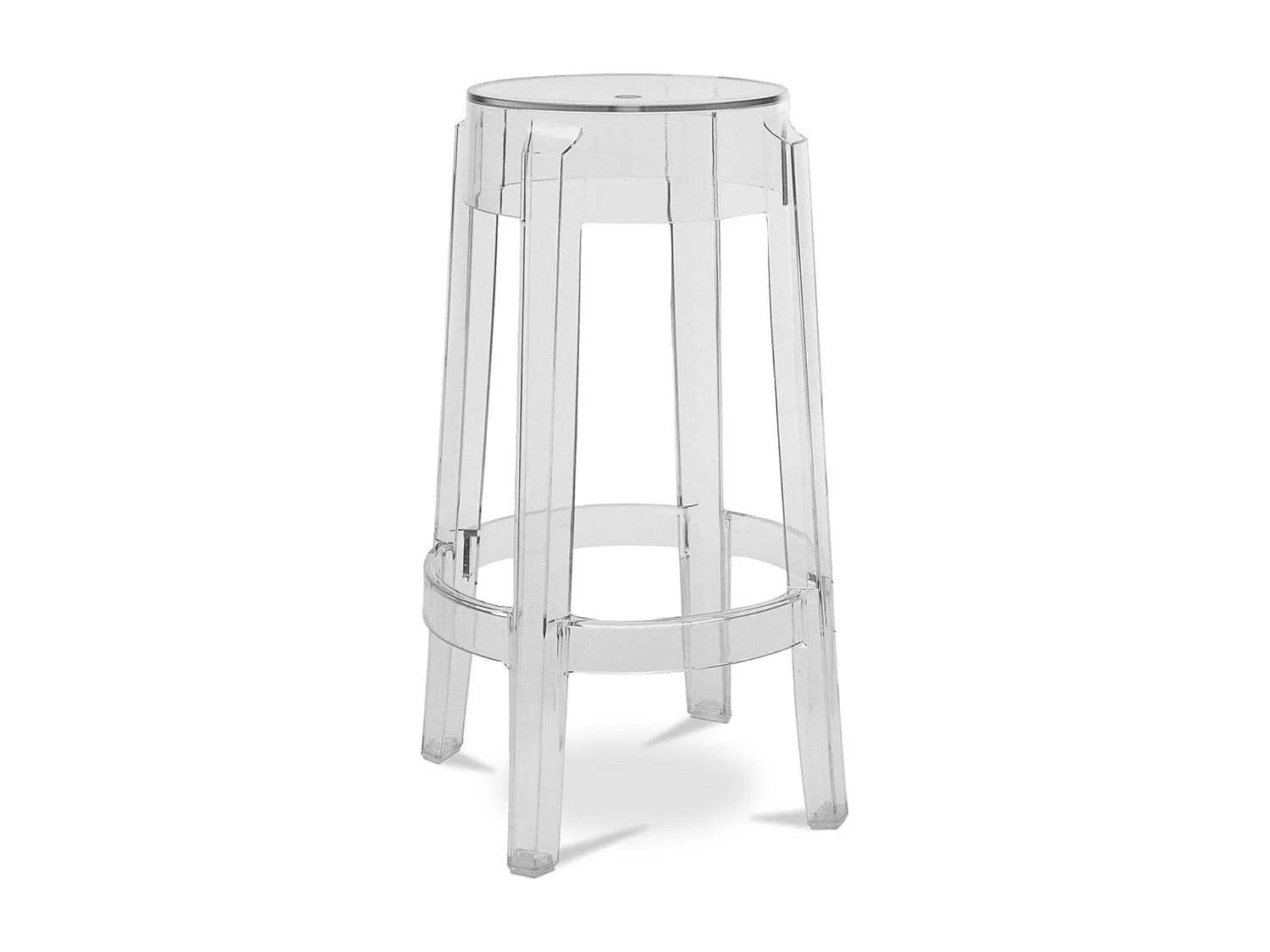 Taburete de diseño LOUIVA en policarbonato transparente - Altura asiento 47, 65 o 75 cm-Transparente-Altura 47 cm