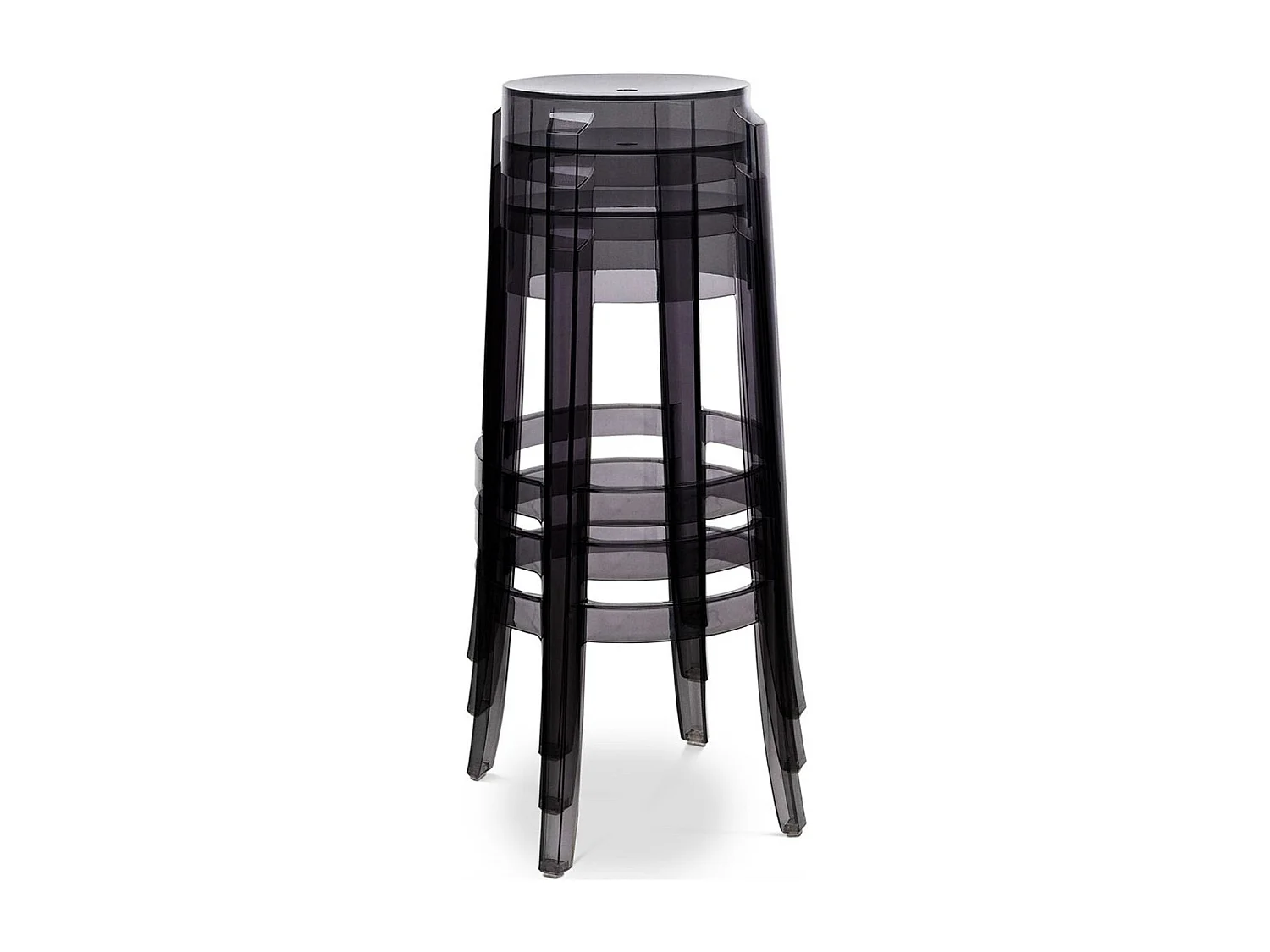 Taburete de diseño LOUIVA en policarbonato transparente - Altura asiento 47, 65 o 75 cm-Transparente-Altura 47 cm