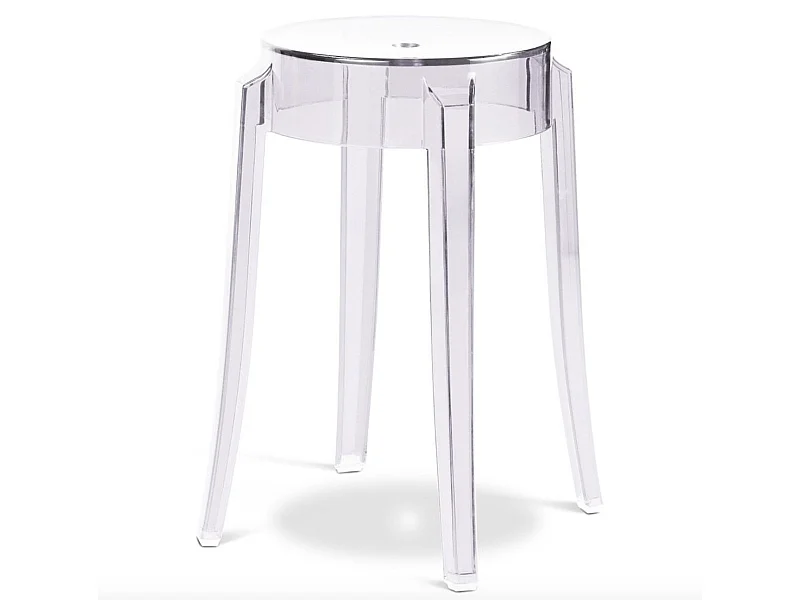 Tabouret design en polycarbonate transparent LOUIVA - Assise 47, 65 ou 75cm-Transparent-Hauteur 47 cm
