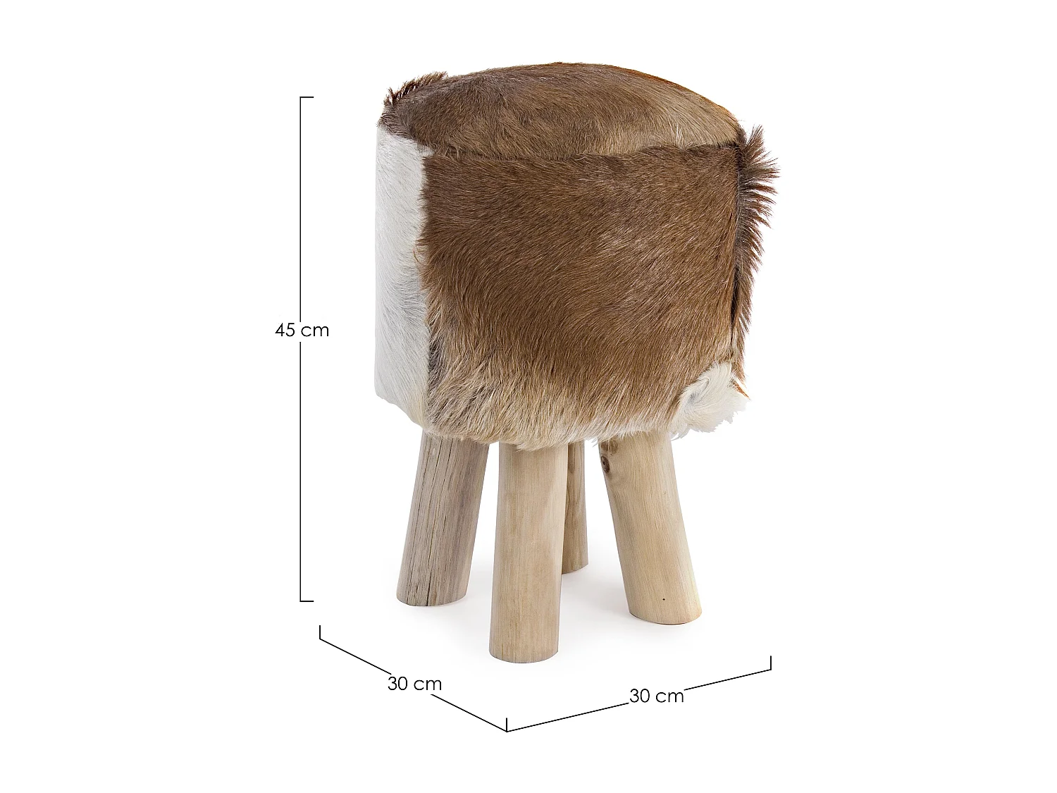 Tabouret en teck avec assise en cuir bicolore Maia - Lot de 2