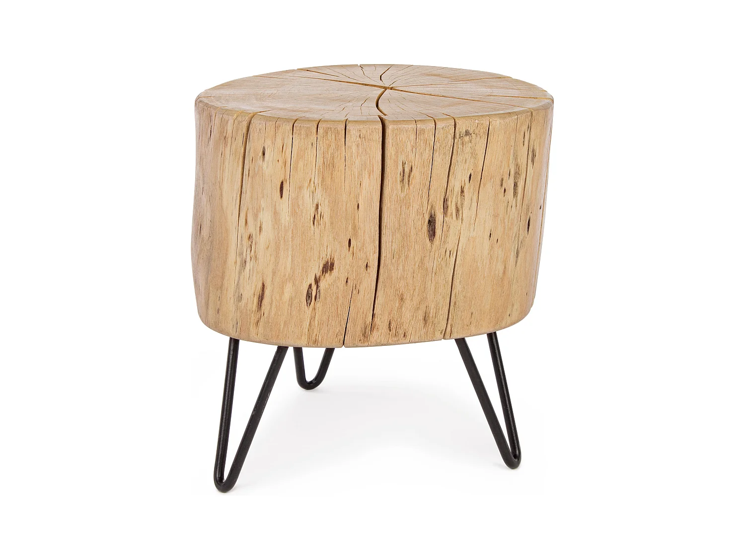 Tabouret en bois d'acacia et pieds en acier Amaly - Lot de 2