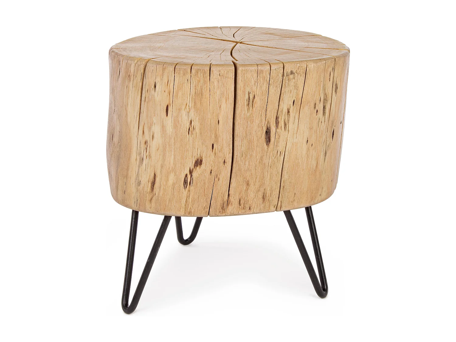 Tabouret en bois d'acacia et pieds en acier Amaly - Lot de 2
