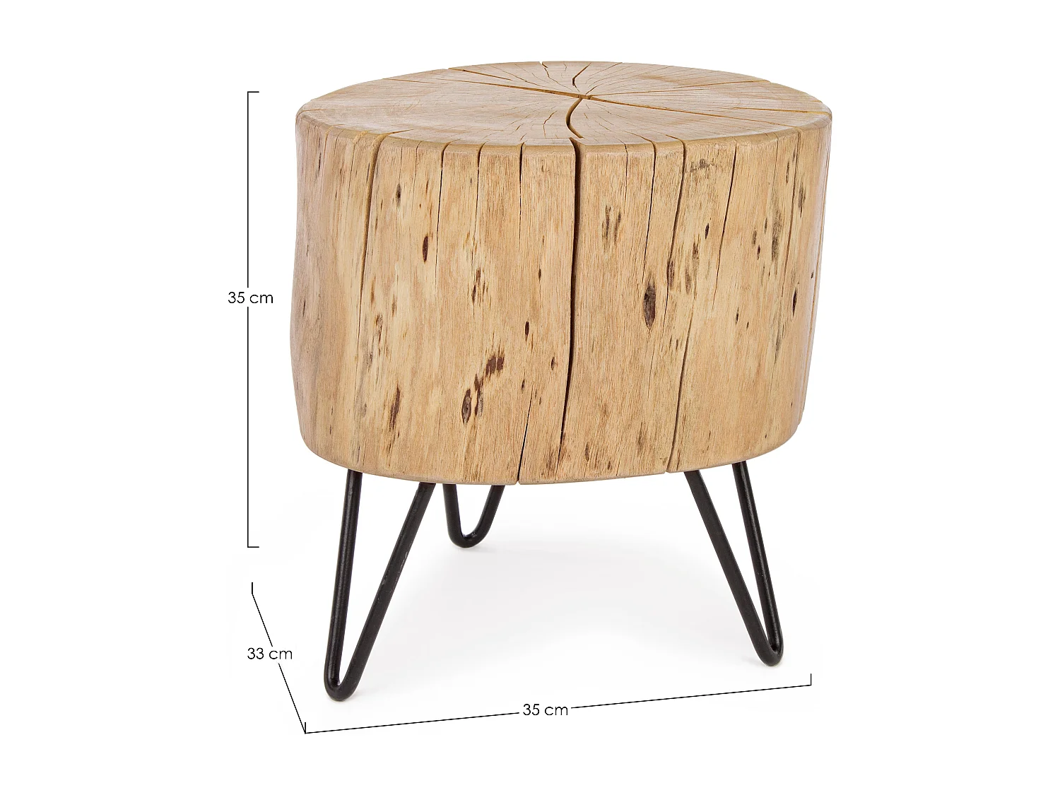 Tabouret en bois d'acacia et pieds en acier Amaly - Lot de 2