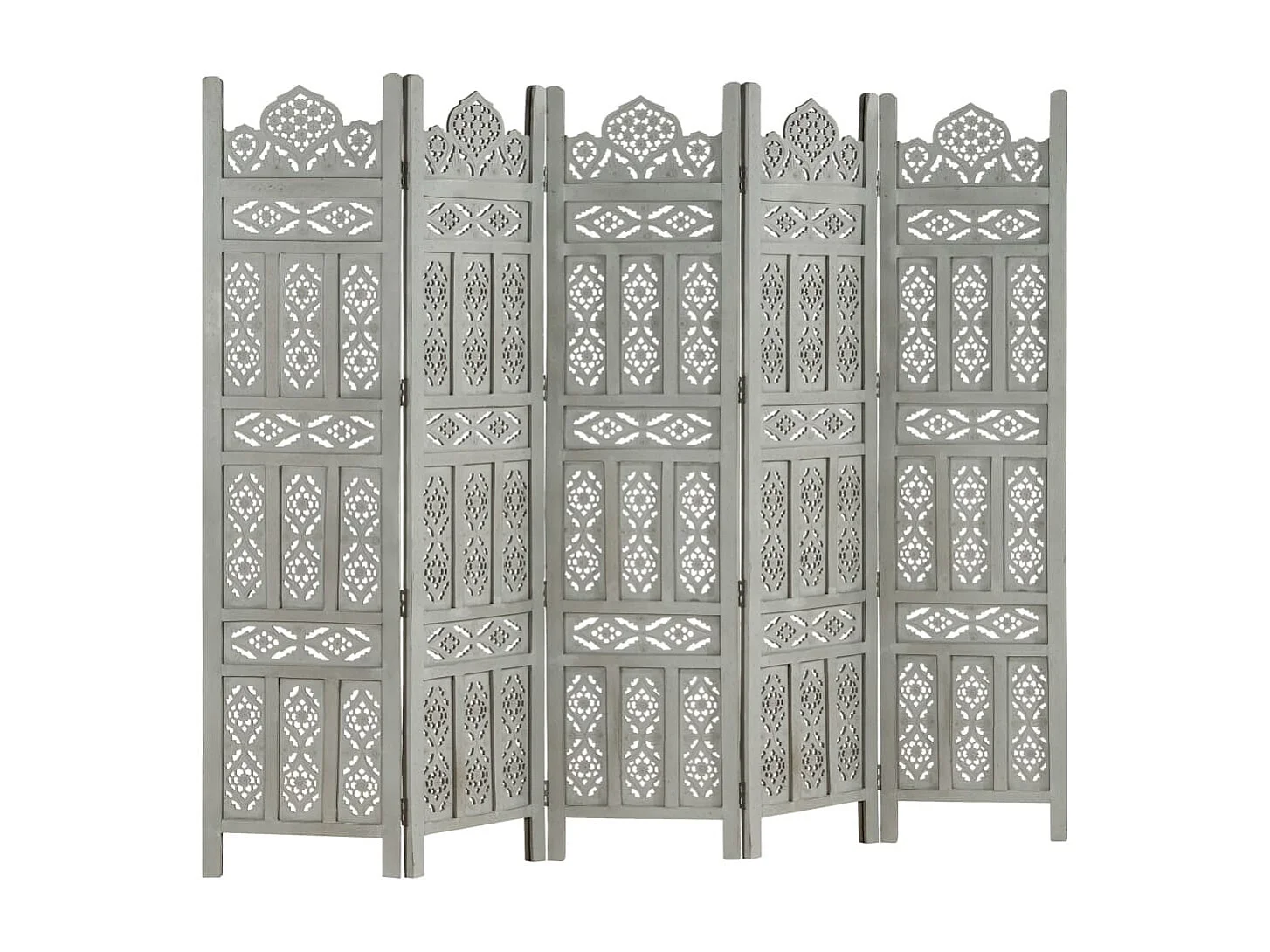 Cloison de séparation 5 panneaux Gris 200x165 Bois manguier 2